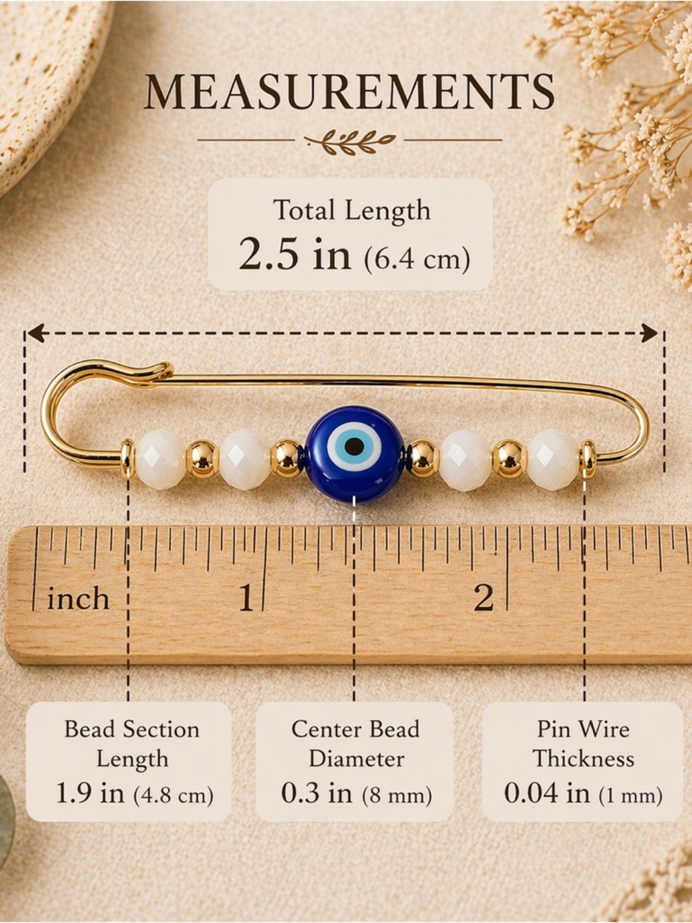 Evil Eye Safety Pin - Picture 2 of 2
